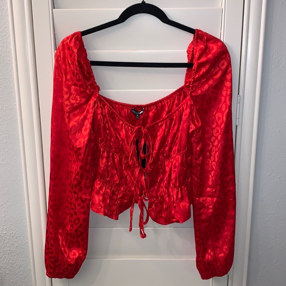 Red satin blouse ❤️